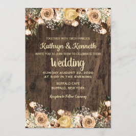 タン素朴バードウッドカントリーウェディング招待状 招待状