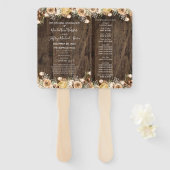 タン素朴バードウッドカントリー結婚式プログラム ハンドファン (正面&裏面)