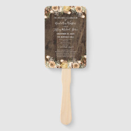 タン素朴バードウッドカントリー結婚式プログラム ハンドファン