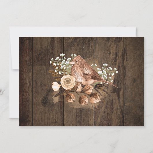 タン素朴バードウッドカントリー結婚式 サンキューカード (裏面)