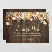 タン素朴バードウッドカントリー結婚式 サンキューカード (正面/裏面)