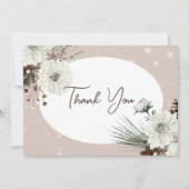 タン素朴パイン冬の輝き結婚 サンキューカード (正面)