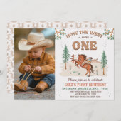 タン素朴フォト西が1歳の誕生日だった 招待状 (正面/裏面)