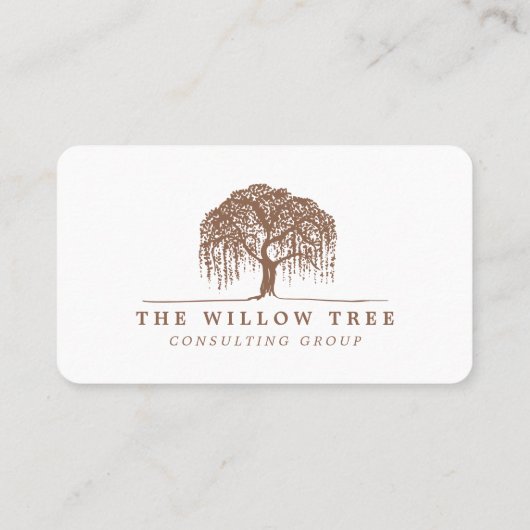 タン素朴ブラウンとホワイトウィローの木のロゴ写真 名刺 (裏面)
