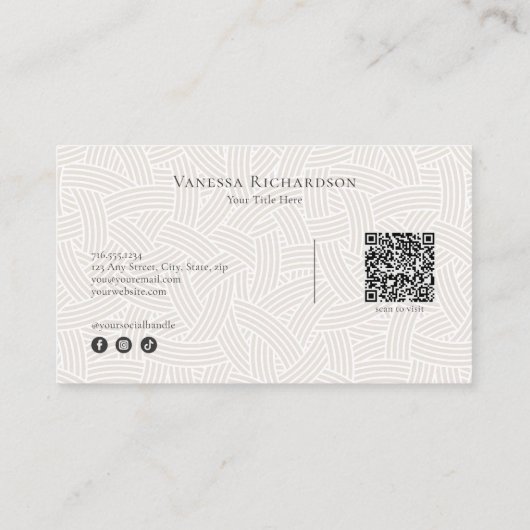 タン織エレガントり幾何学模様QRコードソーシャル 名刺 (裏面)