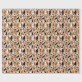 タン背景の遊び心のある猫 ラッピングペーパー (フラット)