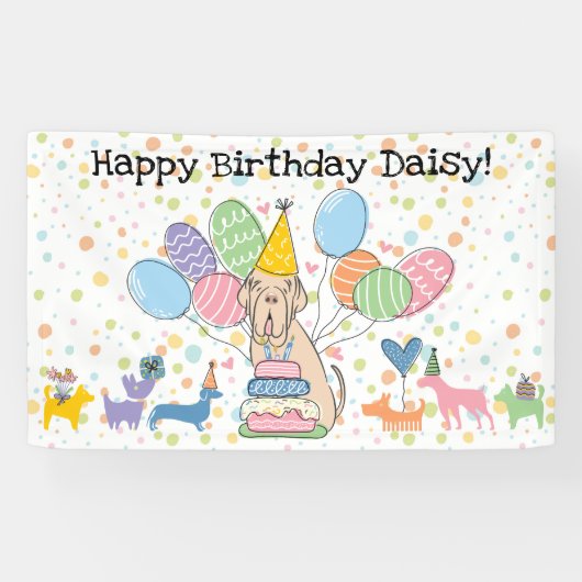 タン色のネアポリタン・マスティフの誕生日 横断幕 (横)