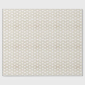 タン色の麻織物に白いハート ラッピングペーパー (フラット)