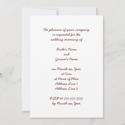 タン芸術的バーラ絵画ップ結婚式招待状 招待状 (裏面)