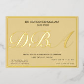 タン金ゴールド卒業者DBA卒業式 箔招待状 (正面)