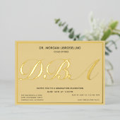 タン金ゴールド卒業者DBA卒業式 箔招待状 (立ち正面)