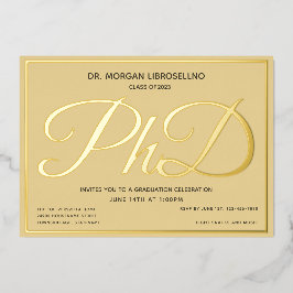 タン金ゴールド博士課程の卒業 箔招待状