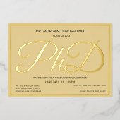 タン金ゴールド博士課程の卒業 箔招待状 (正面)