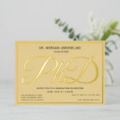 タン金ゴールド博士課程の卒業 箔招待状 (立ち正面)