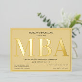 タン金ゴールドMBA卒業 箔招待状 (立ち正面)