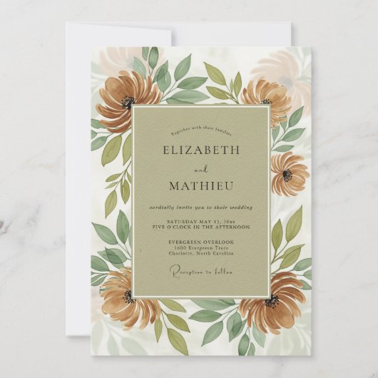 タン オーガニック オータム ウェディング 招待状 (正面)