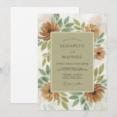 タン オーガニック オータム ウェディング 招待状 (正面/裏面)