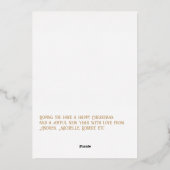 タン&ゴールドのギンガムチェックのクリスマスホリデーフォト 箔シーズンカード (裏面)