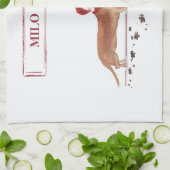 タン・ダッシュントおもしろい・クリスマス・ドッグと木 キッチンタオル (折り畳み)