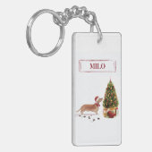 タン・ダッシュントおもしろい・クリスマス・ドッグと木 キーホルダー (正面左)