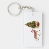 タン・ダッシュントおもしろい・クリスマス・ドッグと木 キーホルダー (正面)