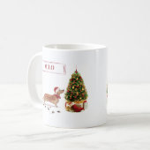 タン・ダッシュントおもしろい・クリスマス・ドッグと木 コーヒーマグカップ (正面左)