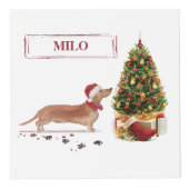 タン・ダッシュントおもしろい・クリスマス・ドッグと木 フォトキューブ (正面)