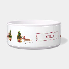 タン・ダッシュントおもしろい・クリスマス・ドッグと木 ボウル