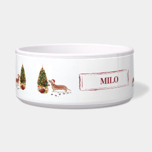タン・ダッシュントおもしろい・クリスマス・ドッグと木 ボウル