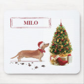 タン・ダッシュントおもしろい・クリスマス・ドッグと木 マウスパッド (正面)