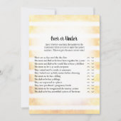 タン・バニー・イエロー・オーバー・アンダー・ベイビー・シャワー・ゲーム 招待状 (正面)