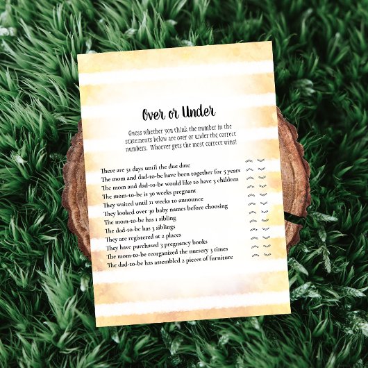 タン・バニー・イエロー・オーバー・アンダー・ベイビー・シャワー・ゲーム 招待状