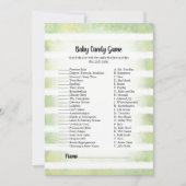 タン・バニー・グリーン・ベイビー・キャンディー・ベイビー・シャワー・ゲーム 招待状 (正面)