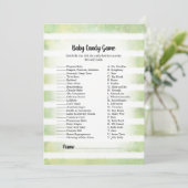 タン・バニー・グリーン・ベイビー・キャンディー・ベイビー・シャワー・ゲーム 招待状 (スタンド正面)