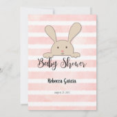 タン・バニー・ピンク・ベイビー・ランゲージ・ゲーム・カード 招待状 (裏面)