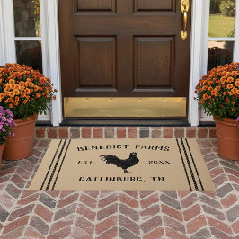 タン | ファームハパーソナライズされたウス素朴ルースター ドアマット