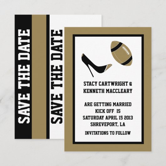 タン フットボール ウェディング セーブ・ザ・デート アナウンスメント 招待状 (正面/裏面)
