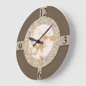 タン/ブラウン/ストーン ラージ壁時計 (傾斜)