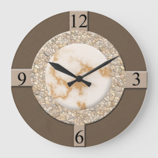 タン/ブラウン/ストーン ラージ壁時計