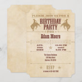 タン ブラウン ベージュ ビンテージ カウボーイ 誕生日 招待状 (正面/裏面)