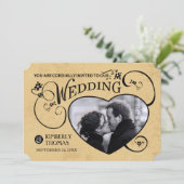 タン&ブラックハートフォト結婚式招待状 招待状 (スタンド正面)