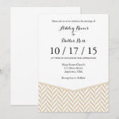 タン ベージュ ホワイト ヘアピン 結婚式招待状 招待状 (正面/裏面)