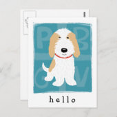 タン＆ホワイトのPBGV ポストカード (正面/裏面)