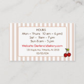 タン&ホワイトチョコストライプのートカップケーキビジネスカード 名刺 (裏面)