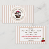 タン&ホワイトチョコストライプのートカップケーキビジネスカード 名刺 (正面/裏面)