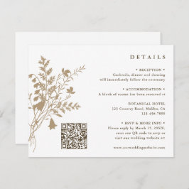 タン&ホワイトワイルドフラワーブーケ結婚の詳細 エンクロージャーカード