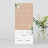 タン ボタニカル フラワー オールインワン ウェディング 招待状 (スタンド正面)