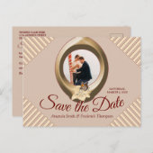 タン – マルサラモダンワイン&日付の保存 案内ポストカード (正面/裏面)