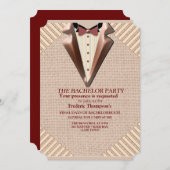 タン – マルサラワイン – テクスチモダンャ付き独身 招待状 (正面/裏面)