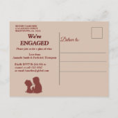 タン – マルサラワイン&テクスチャ婚約 インビテーションポストカード (裏面)